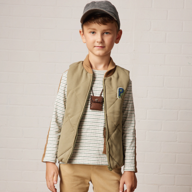 PIPPY 條紋純棉圓領長袖上衣 綠