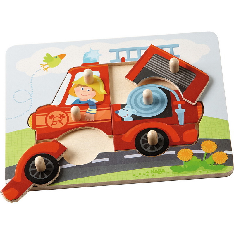 抓握木製拼圖：消防車出動！（HABA 德國桌遊）