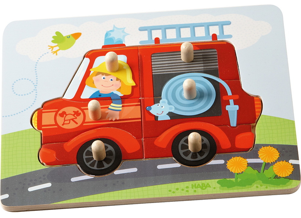 抓握木製拼圖：消防車出動！（HABA 德國桌遊）