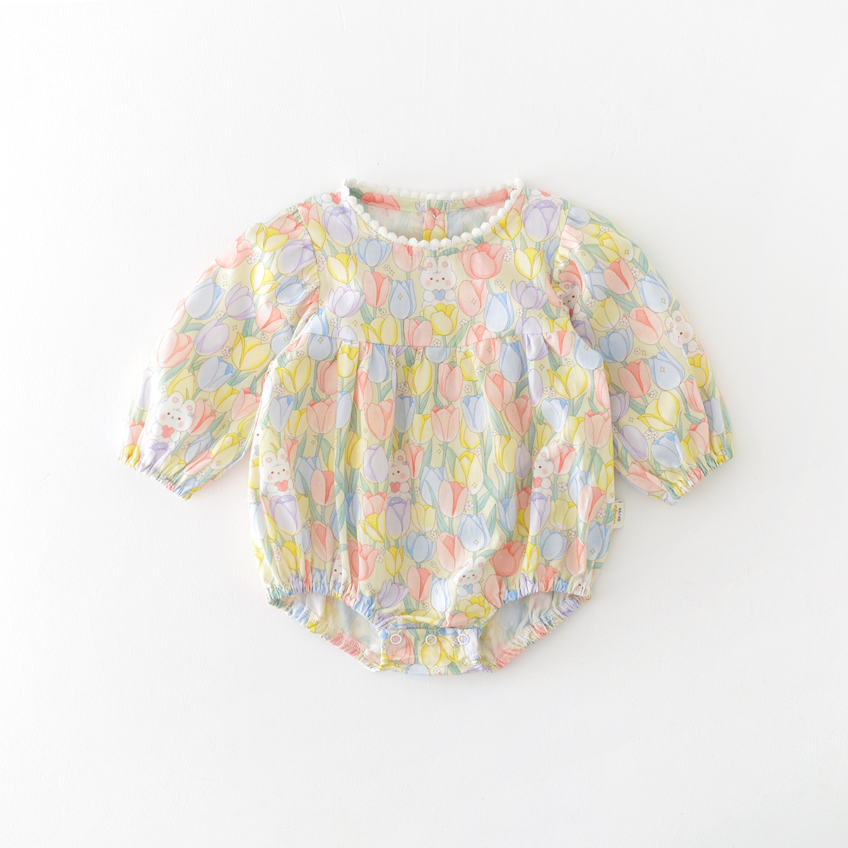 B80AC_A8_C: 彩色鬱金香兔長袖包屁(pre-order)