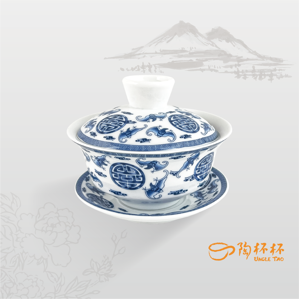 青花瓷 五福蓋杯 100ml AS03-26-58 【陶杯杯瓷器】