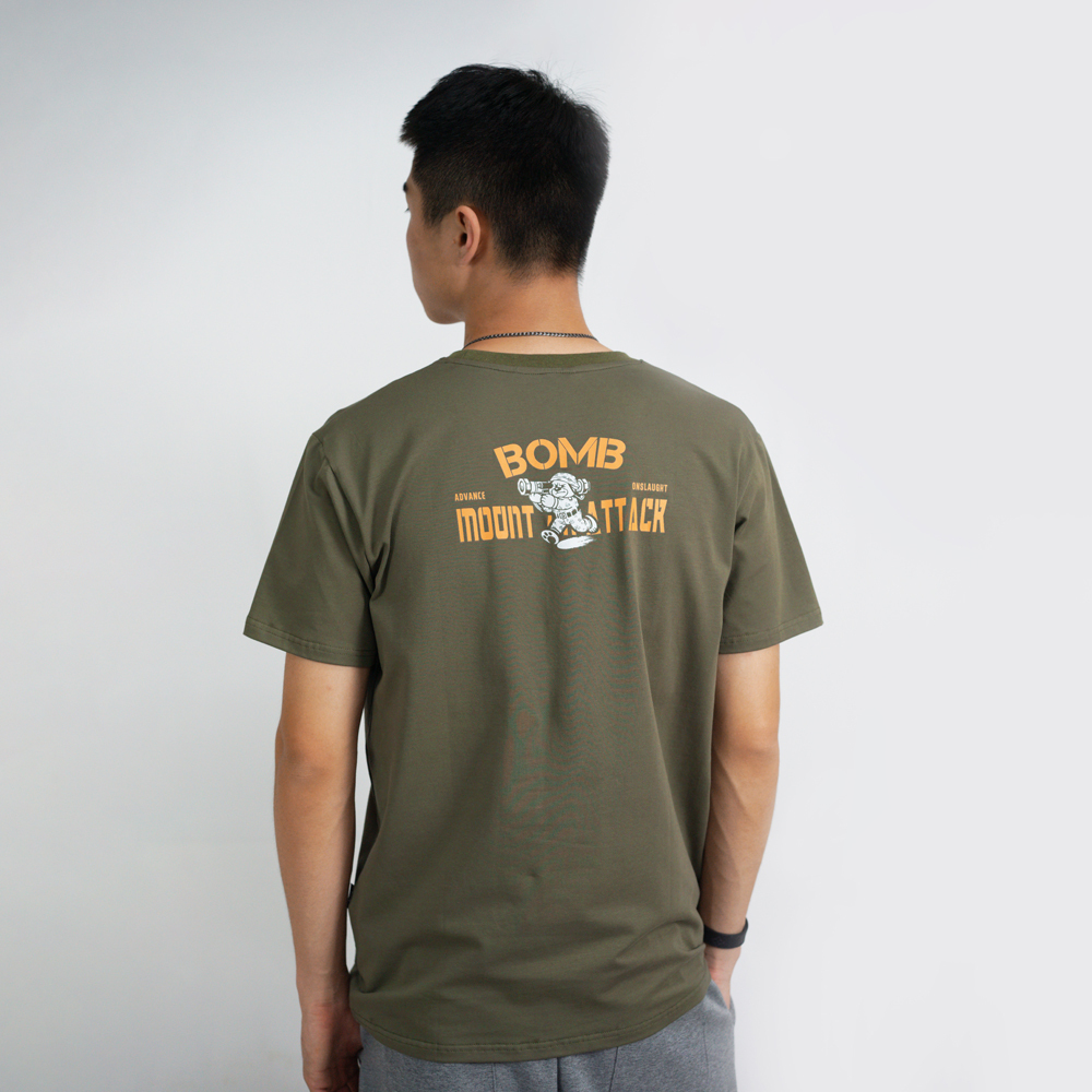 RETOP 萊卡系列 軍事戰術熊涼感萊卡圓領T 軍綠