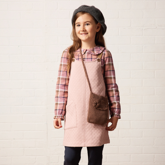 PIPPY 氣質典雅菱格壓紋彈性棉吊帶裙 粉