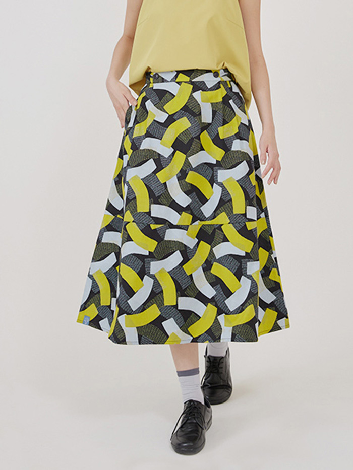 來一盤拼接折裙-藍茄