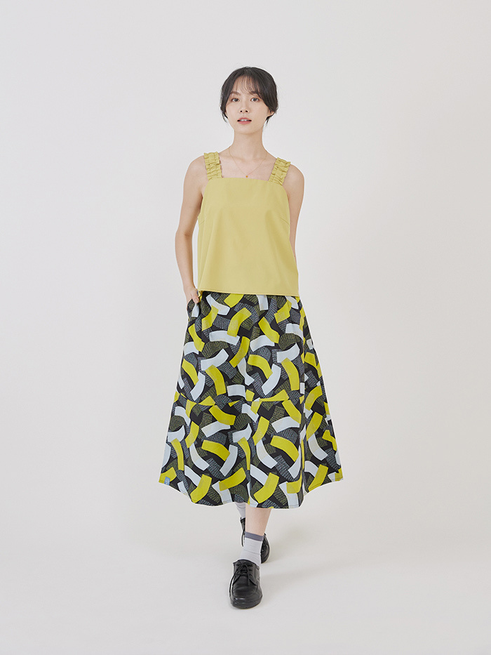 來一盤拼接折裙-藍茄