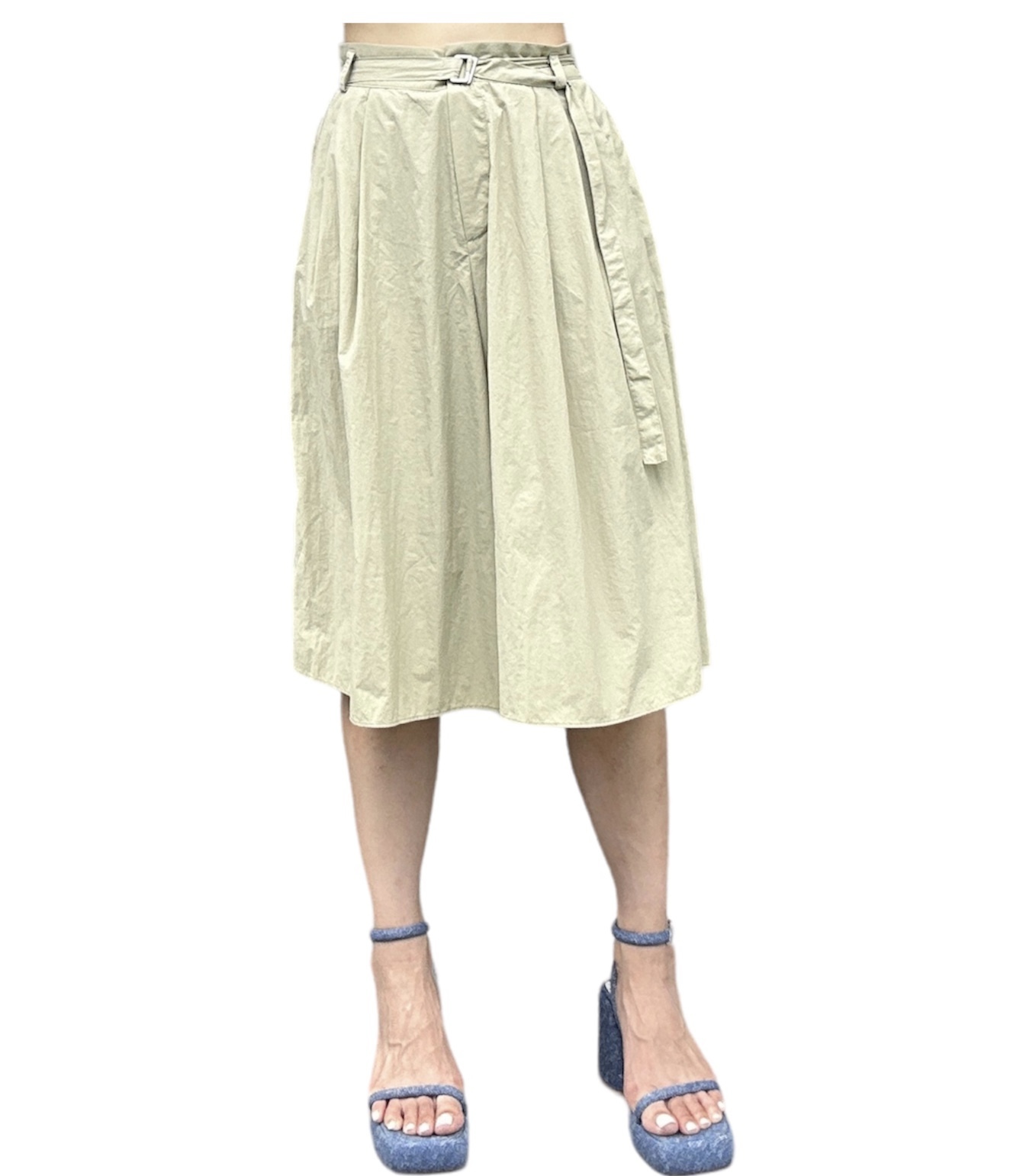 薄風褸料連腰帶過膝闊褲 （現貨款式）