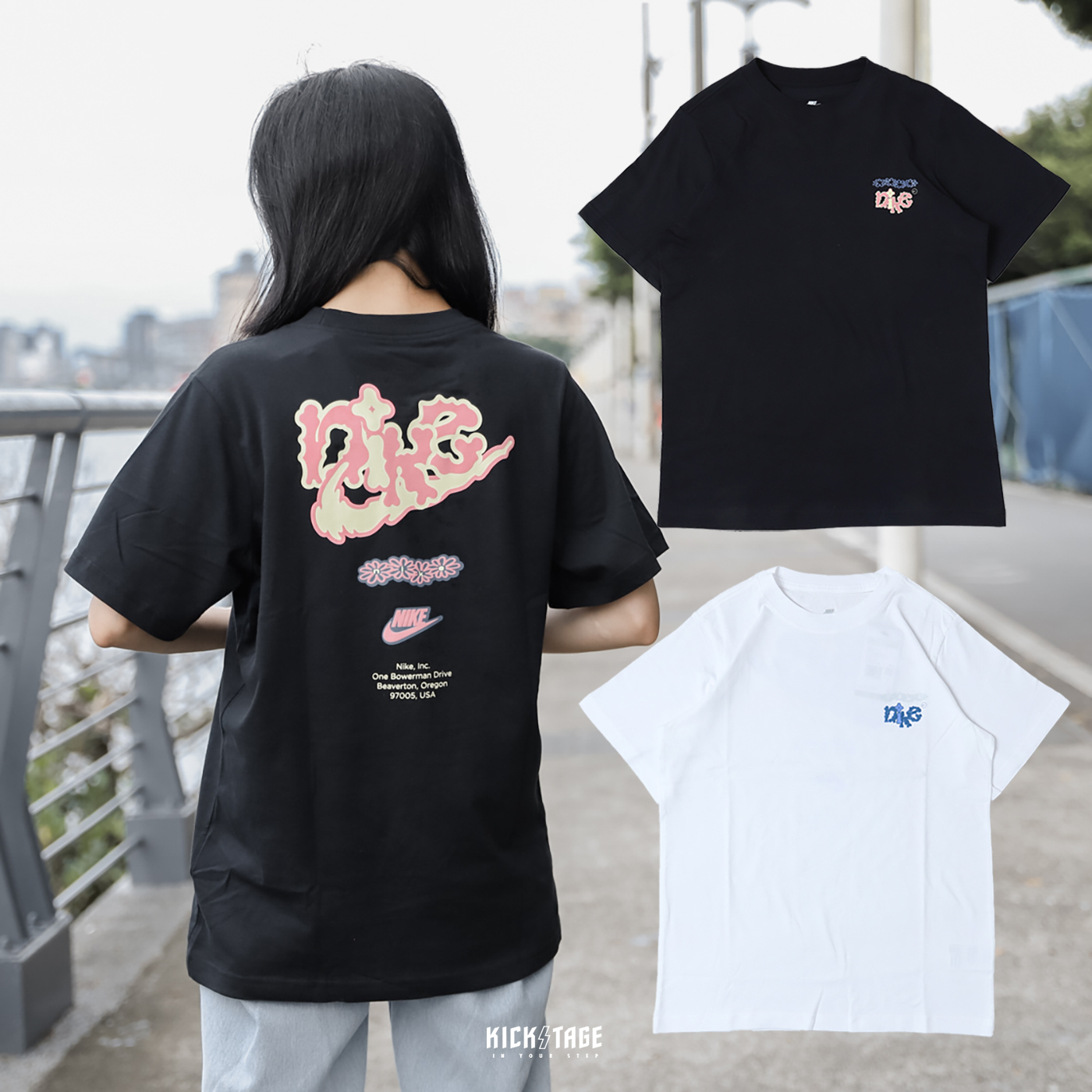 女款NIKE AS W NSW TEE OC 2 SS BF 白藍黑粉大LOGO 印花短T【FD255