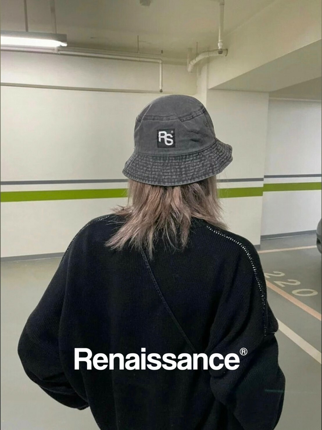 Renaissance  水洗做舊深灰Logo 漁夫帽