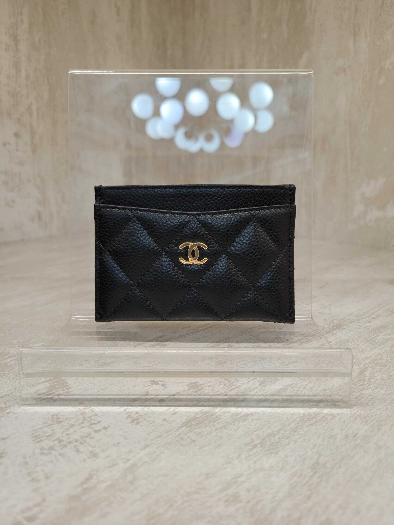 Chanel AP0213 card holder  BLACK GOLD CAVIAR 卡包 AP0213 金扣 經典薄款卡片套 牛