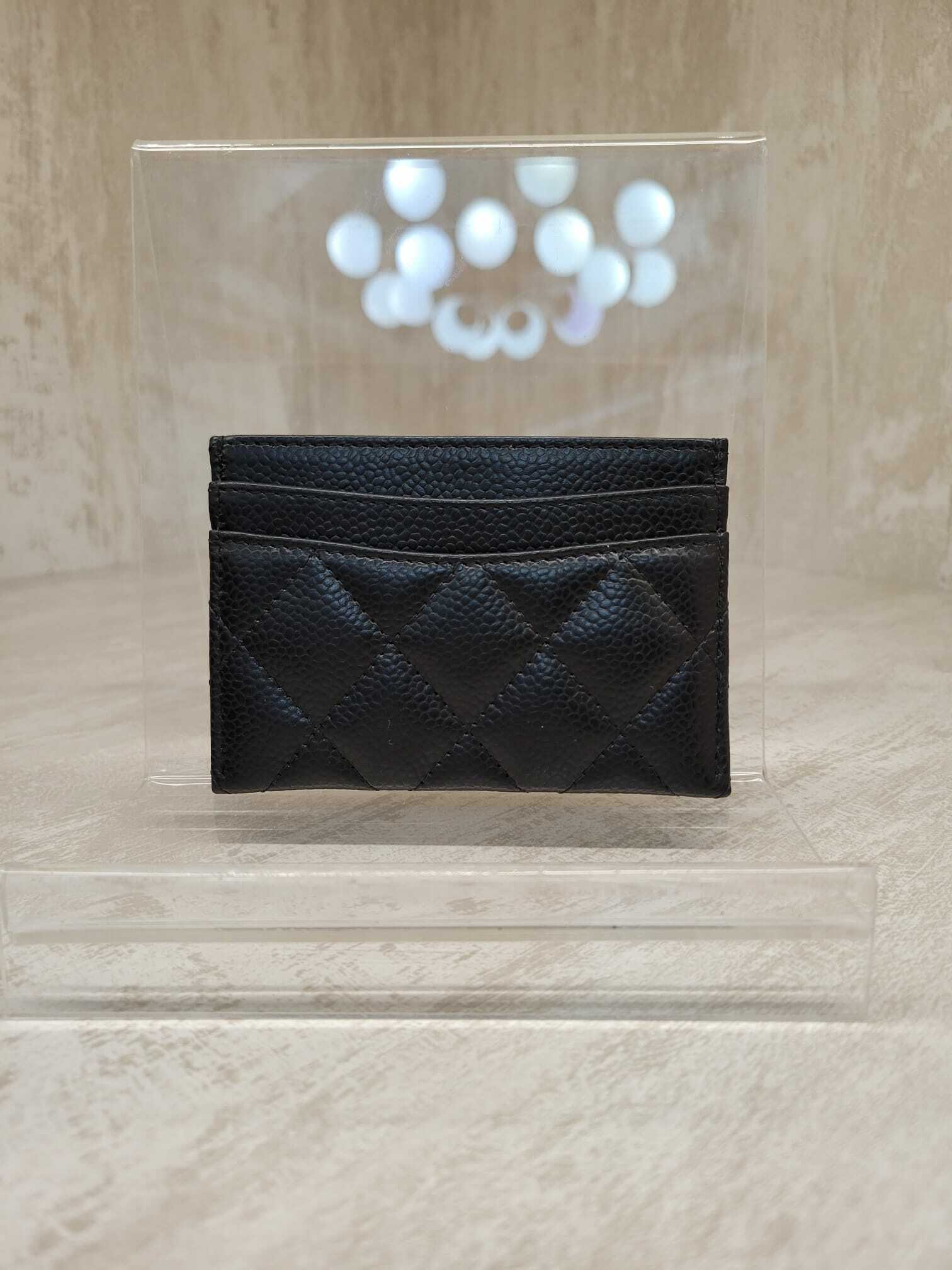 Chanel AP0213 card holder  BLACK GOLD CAVIAR 卡包 AP0213 金扣 經典薄款卡片套 牛
