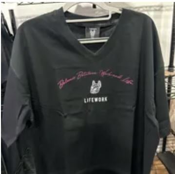 [S] LIFEWORK GLITTER TAPE SHORT SLEEVE T-SHIRT,BLACK, LW232TS845-1-40 (SLW331)