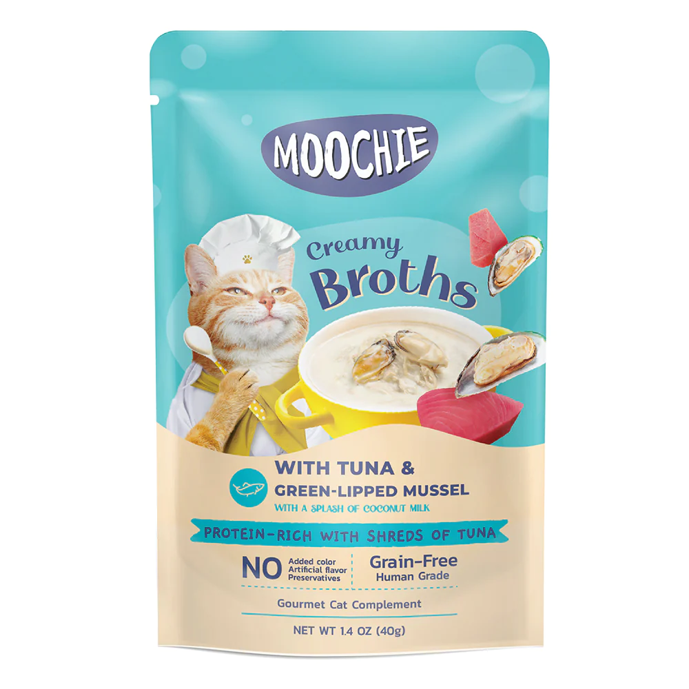 Moochie Creamy Broths Cat Wet Food Tuna & Green-Lipped Mussel．40g
