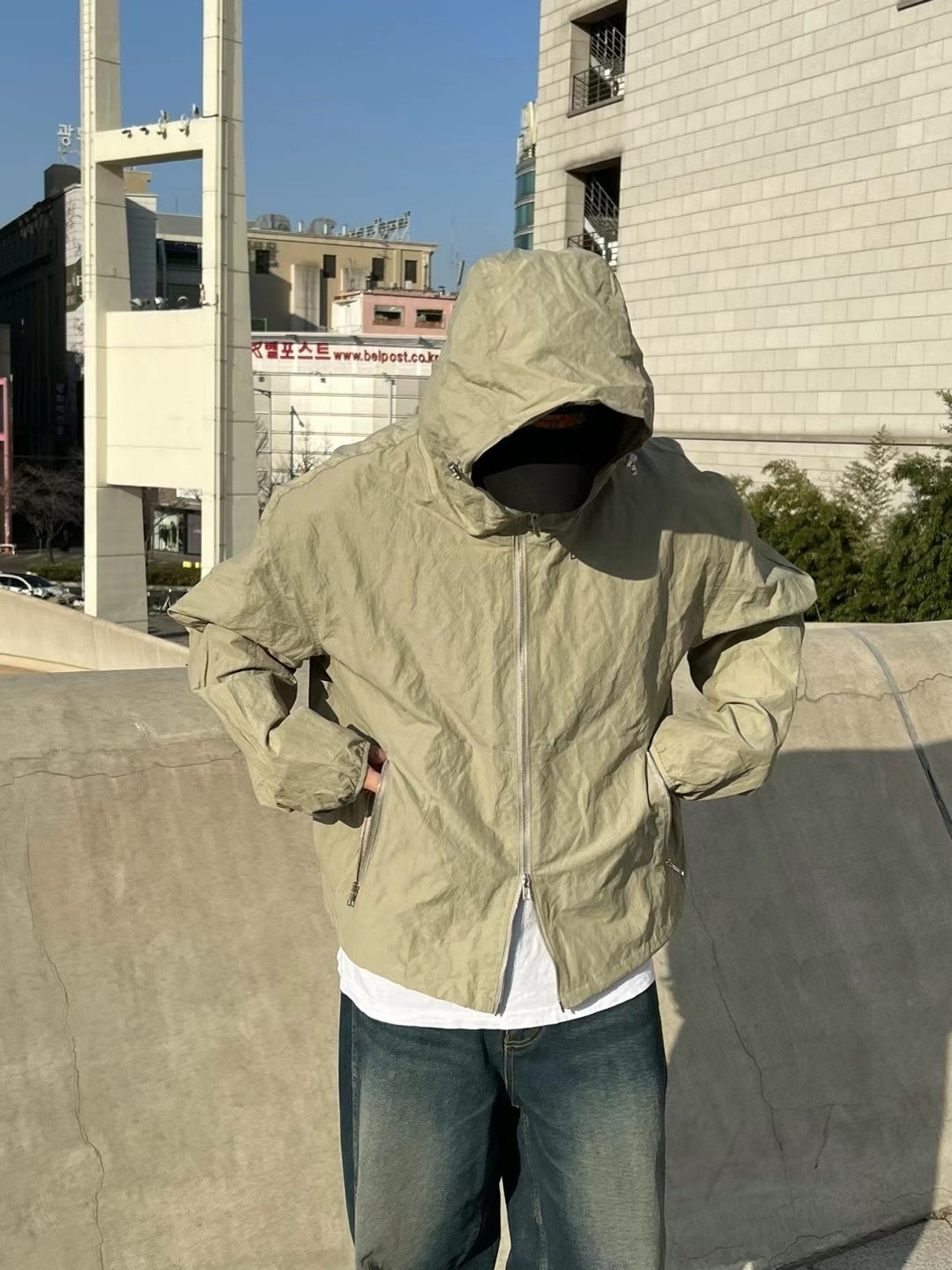 🇰🇷韓國 雙拉鍊 金屬感 尼龍 外套