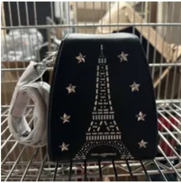 [S] KARL LAGERFELD LH1EU7BR IKONS EIFFEL TOWER CROSSBODY BAG, BLACK, 194775467639 (SKL715)