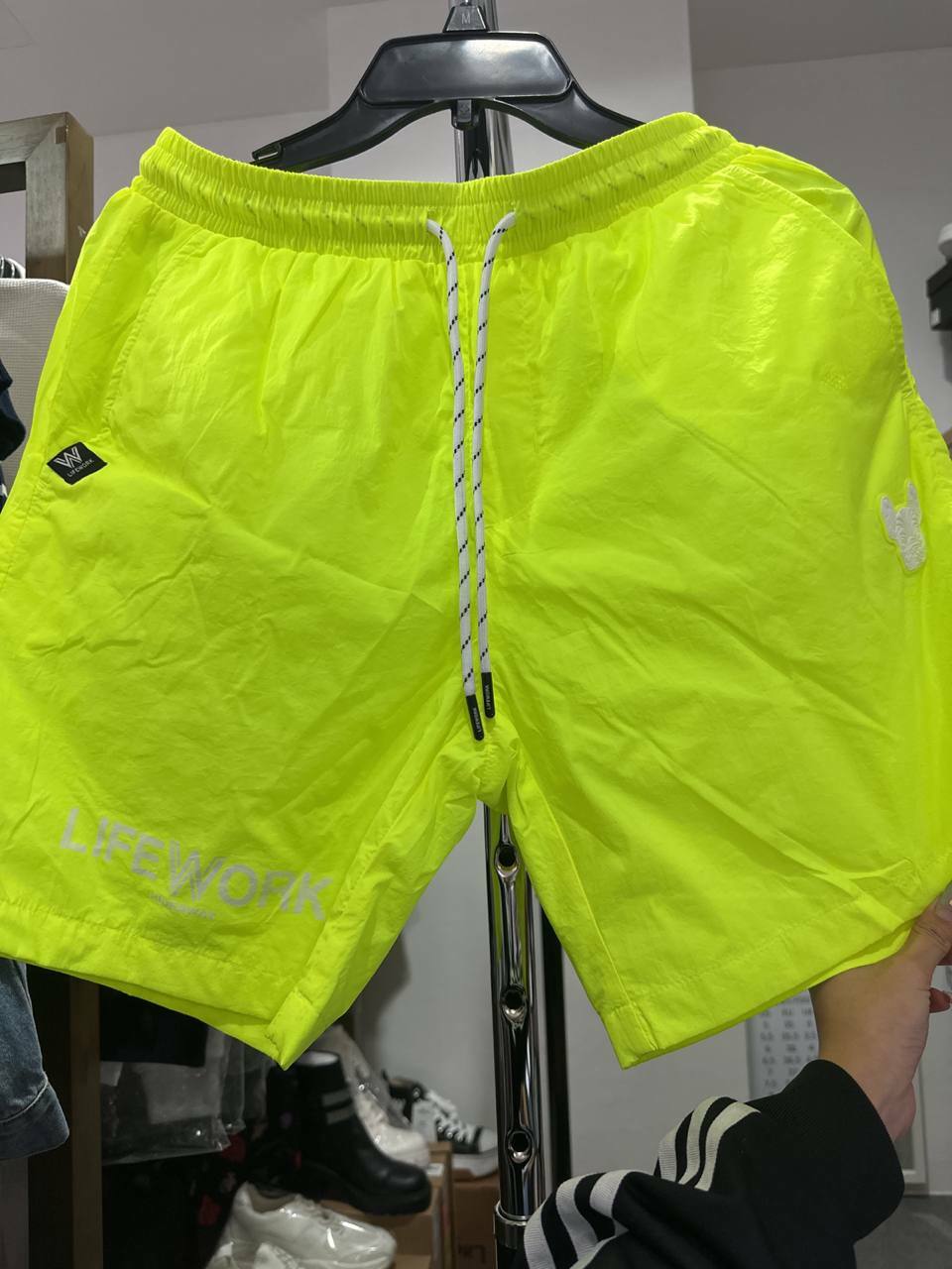 [S] LIFEWORK LOGO DRAWSTRING WAIST NYLON SHORTS,NEON, LW232WS478-1-16 [FINAL SALE] (SLW345)
