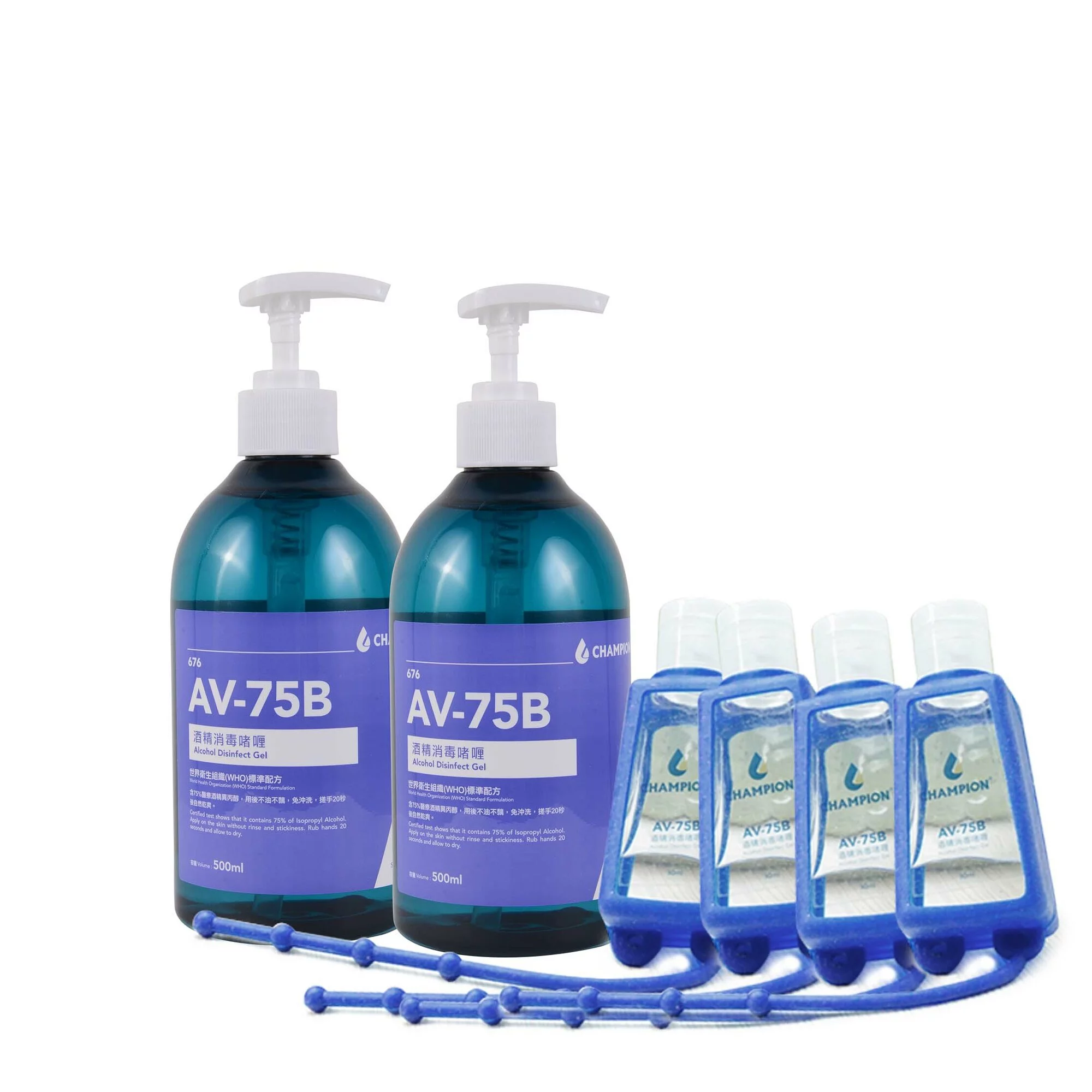 CHAMPION  AV-75B 酒精搓手啫喱補充裝 (500ml X2 , 30ml X4)