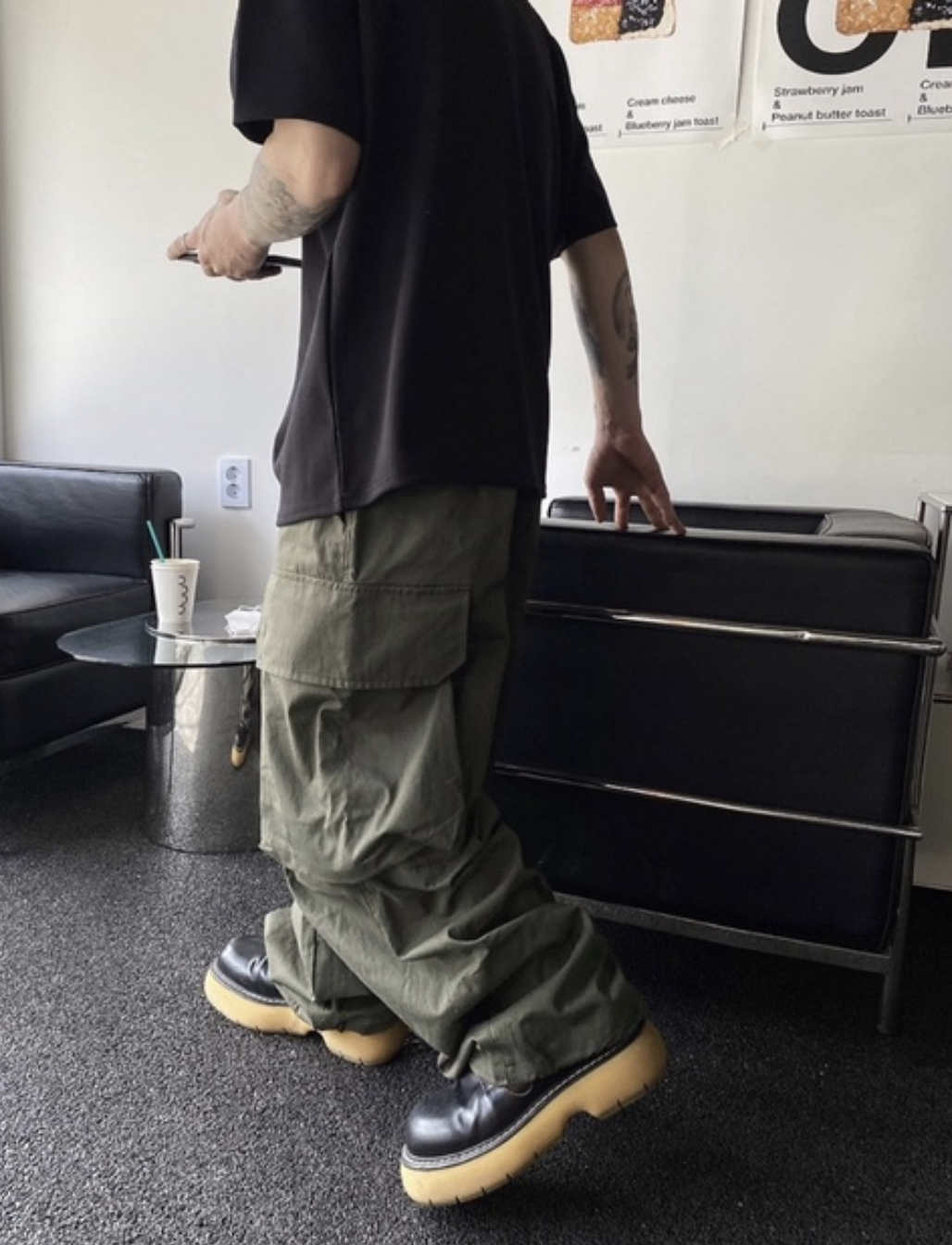 🇰🇷韓國 HOLYINCODE 寬大 大口袋 工裝 長褲 寬鬆