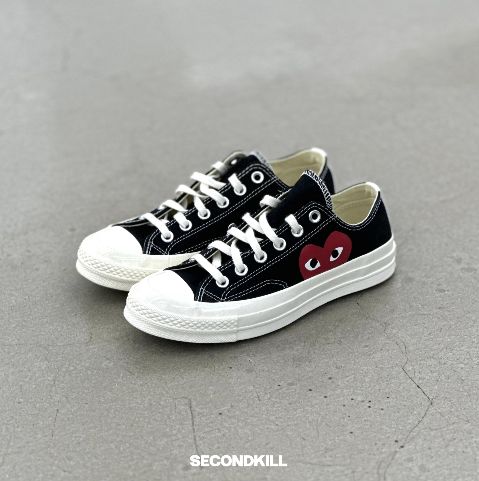 Converse CDG Big Heart Low Black White