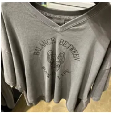 [S] LIFEWORK BALANCE BETWEEN WORK AND LIFE RADOK PRINT V-NECK TOP,CHARCOAL GREY, LW232TS813-1-36 (SLW367)