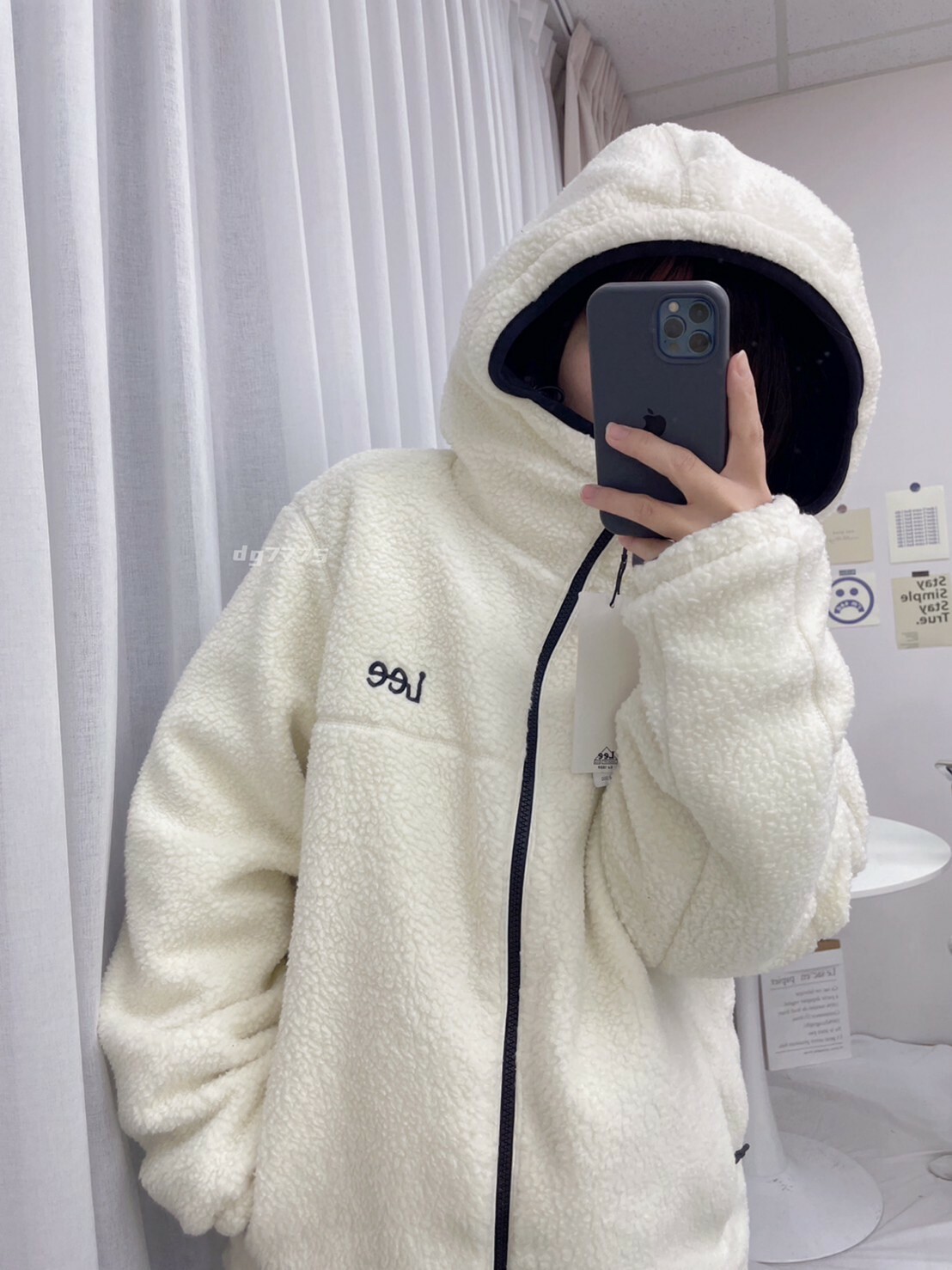 #現貨 韓國LEE 雙面羊羔毛 連帽外套