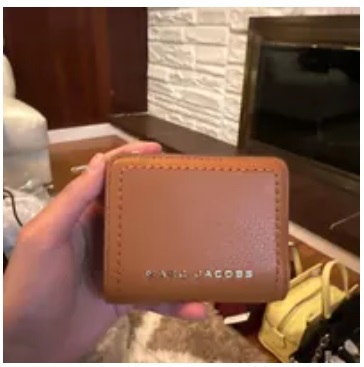 [S] MARC JACOBS S101L01SP21-240 GROOVE MINI COMPACT WALLET WITH ZIP COMPARTMENT METAL MJ LOGO FRONT,SMOKED ALMOND, 191267924045 (SMJ145)