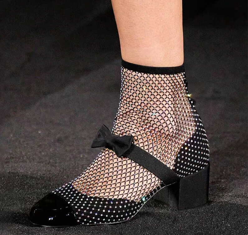 水鑽網襪小香短靴(35-41)