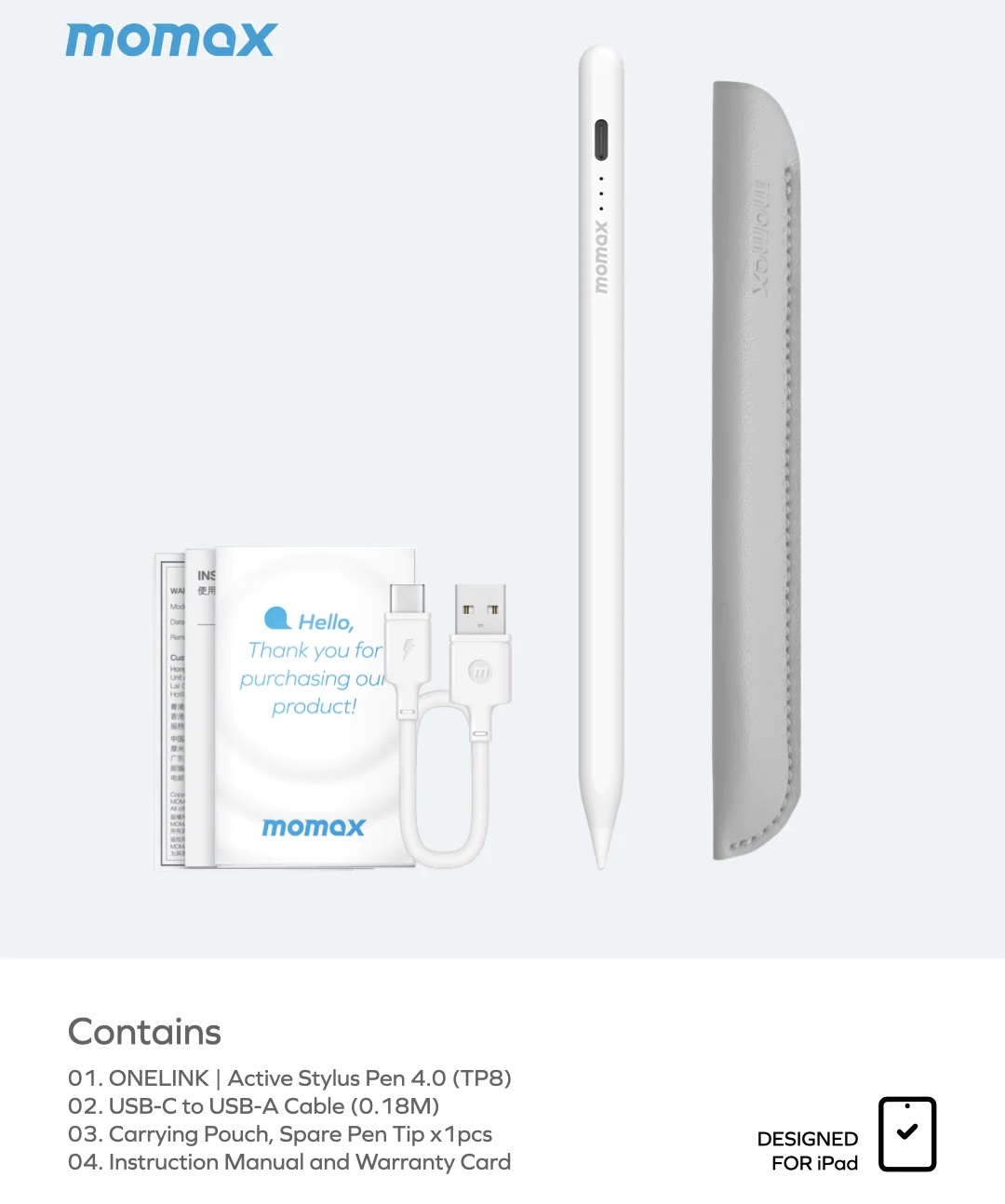 Momax - ONELINK iPad 專用主動式電容觸控筆 4.0 TP8W