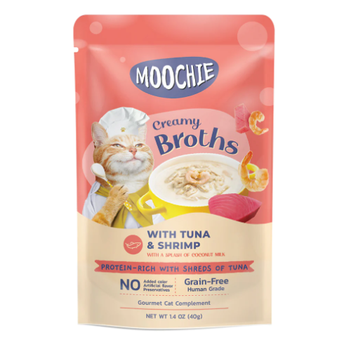 Moochie Creamy Broths Cat Wet Food Tuna & Shrimp．40g