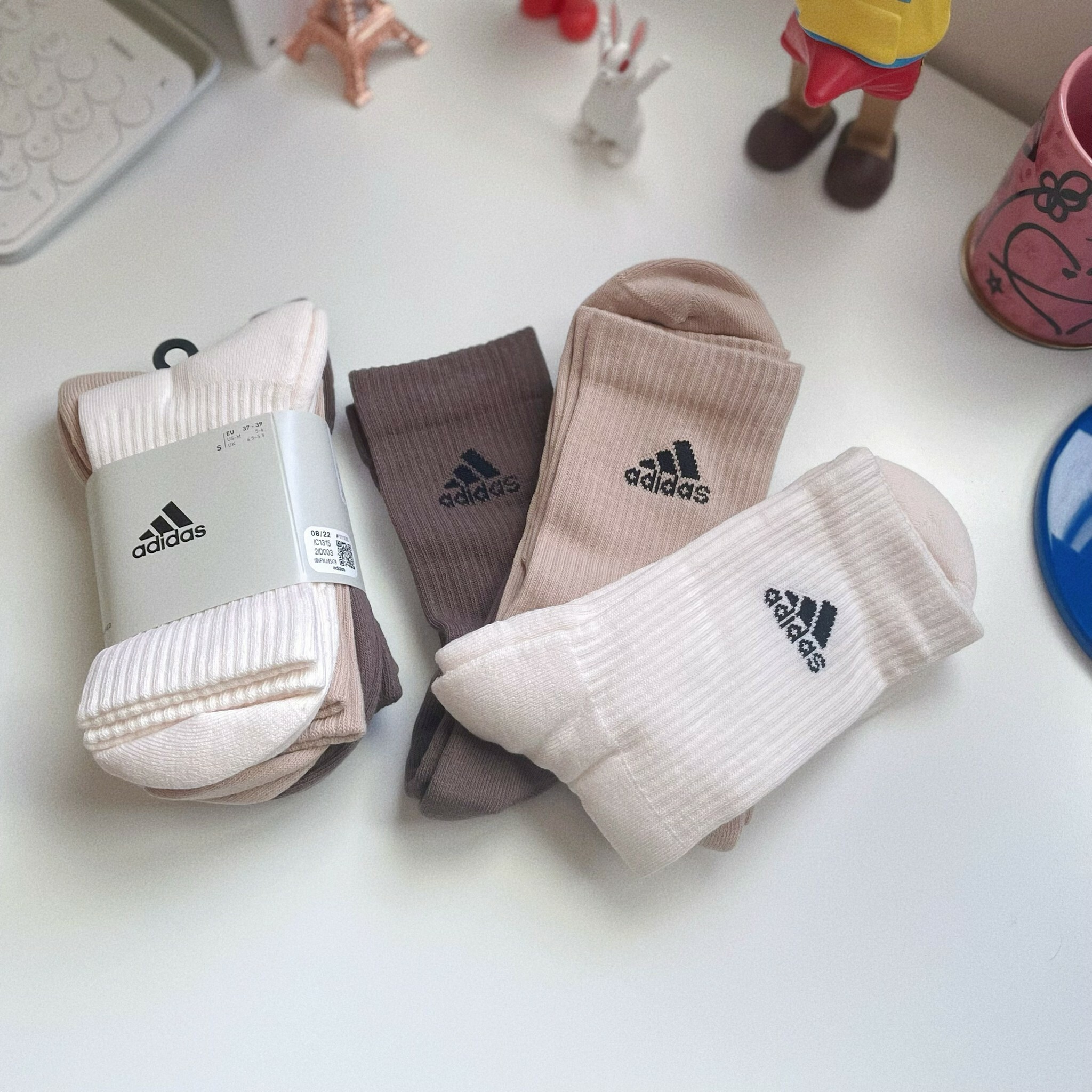 Adidas Socks 奶茶摩卡 可可 奶白 大地色 長襪 小腿襪 襪子 三雙組 IC1315