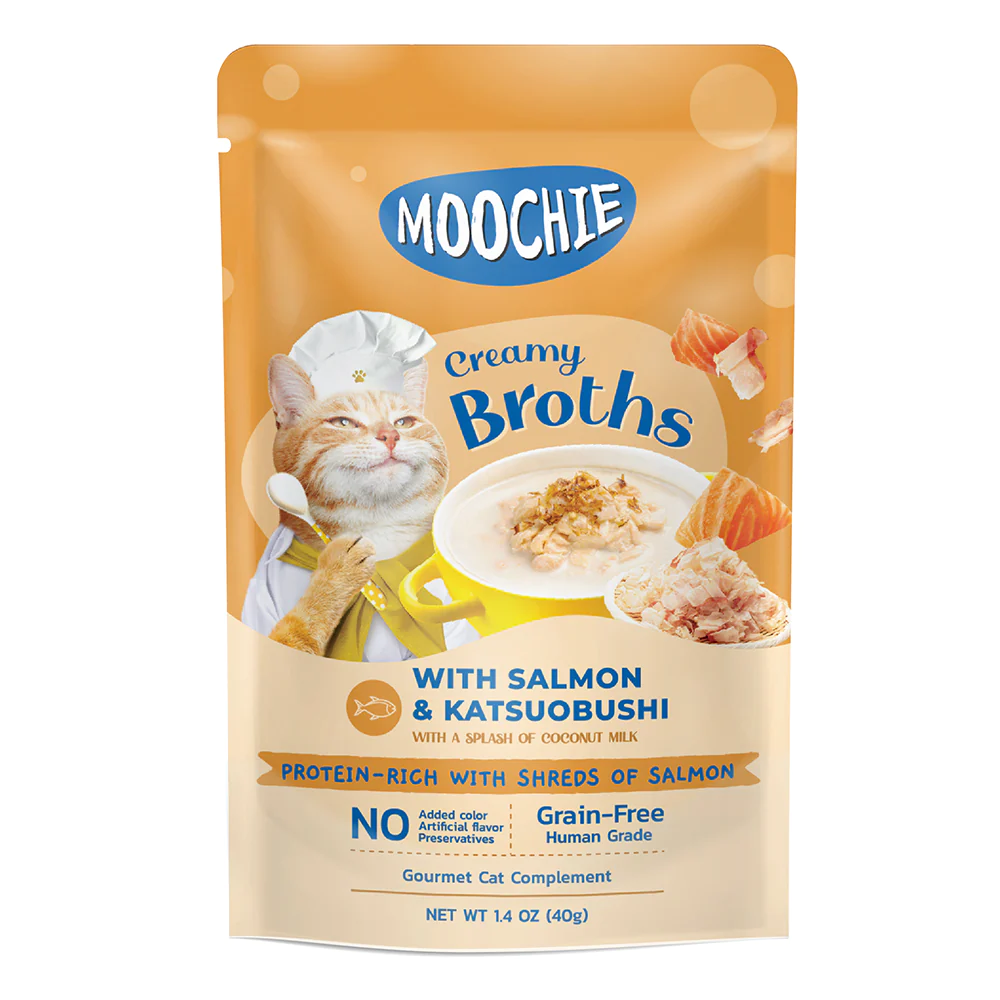 Moochie Creamy Broths Cat Wet Food Salmon and Katsuobushi．40g