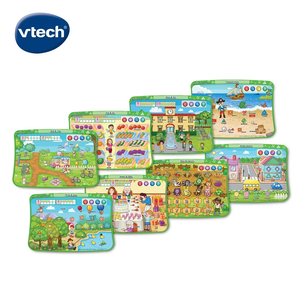 《 英國 Vtech 》 互動學習點讀桌圖鑑套卡組-數字形狀認知(2-4Y)