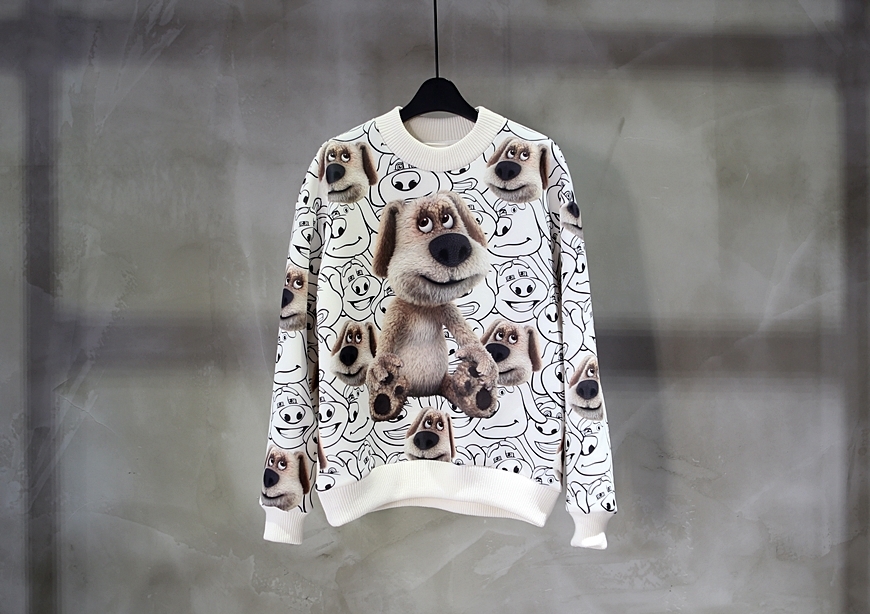 女款 M8/ 3折起 韓日流行品牌TalkTom/ 春秋款 時尚可愛滿版印花圖騰休息長袖T卹  /高爾夫球衣