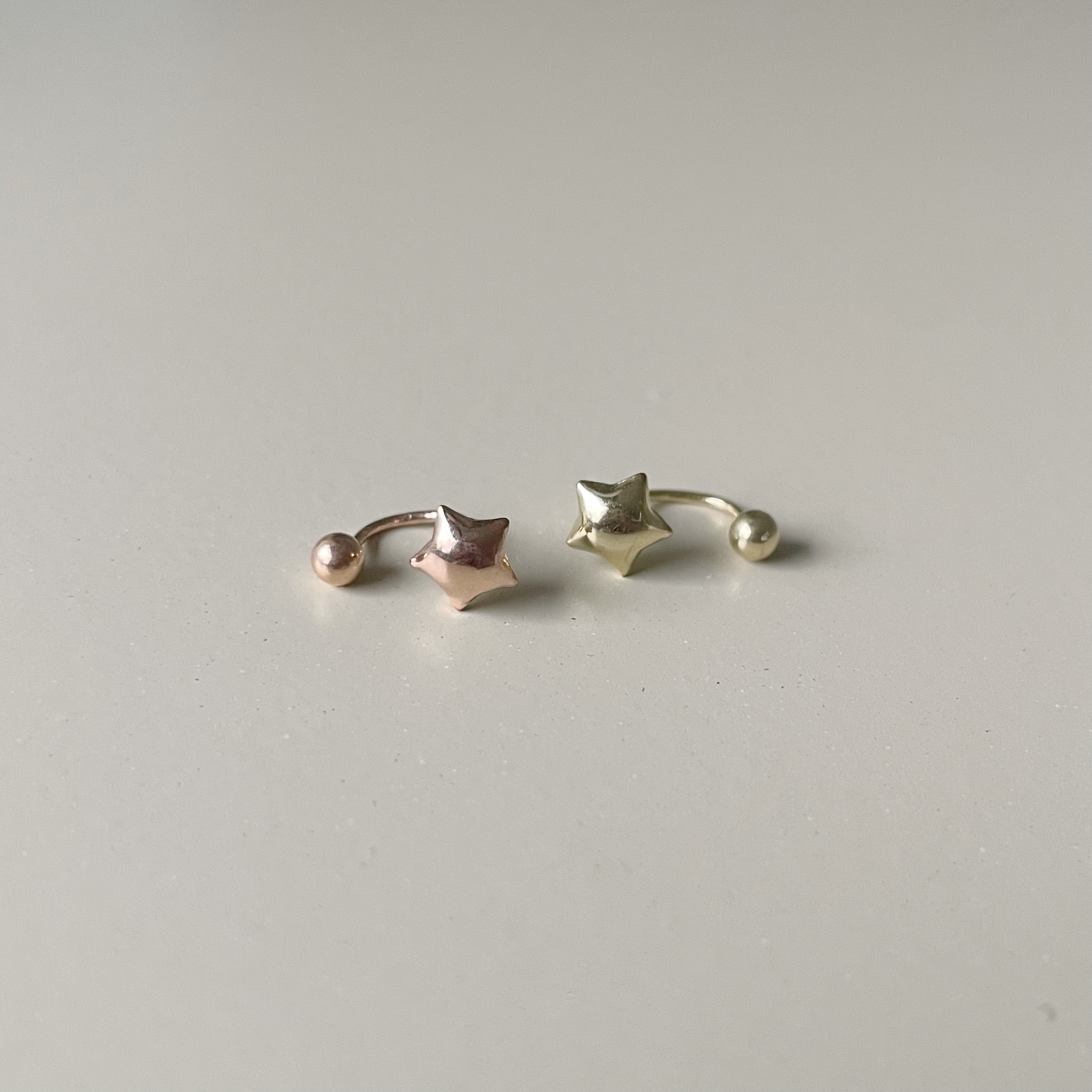 14k澎澎星星U字轉珠耳環(單)