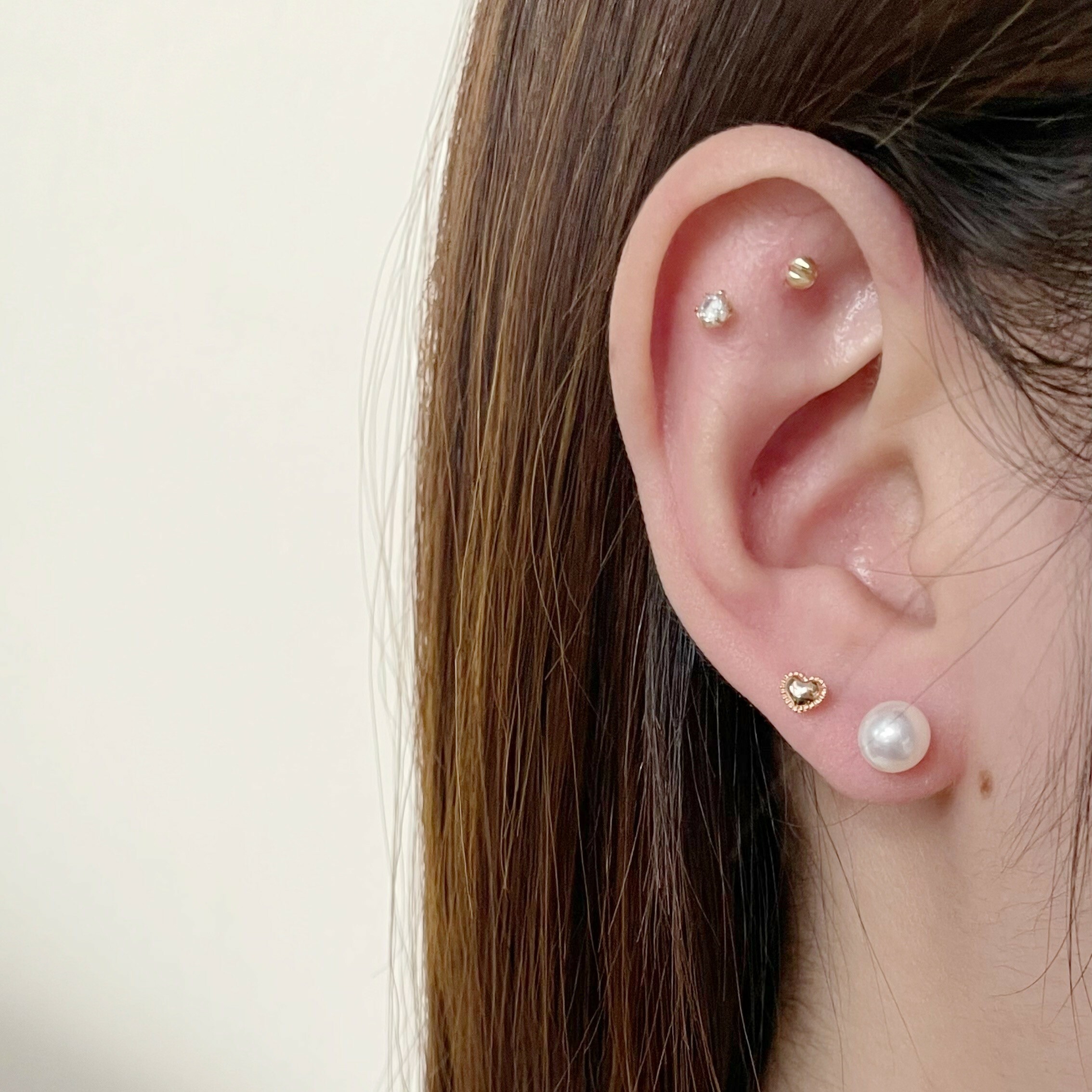 14k滾邊愛心轉珠耳環