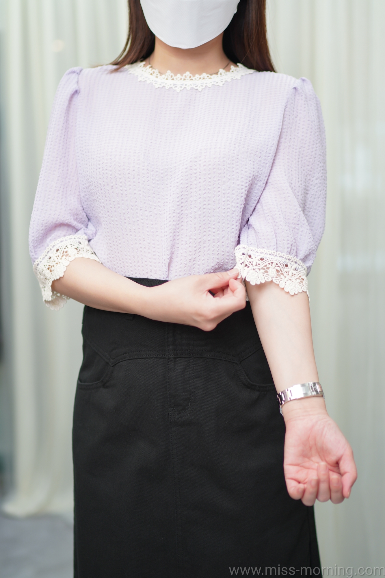 通花邊邊皺料上衣(13350)