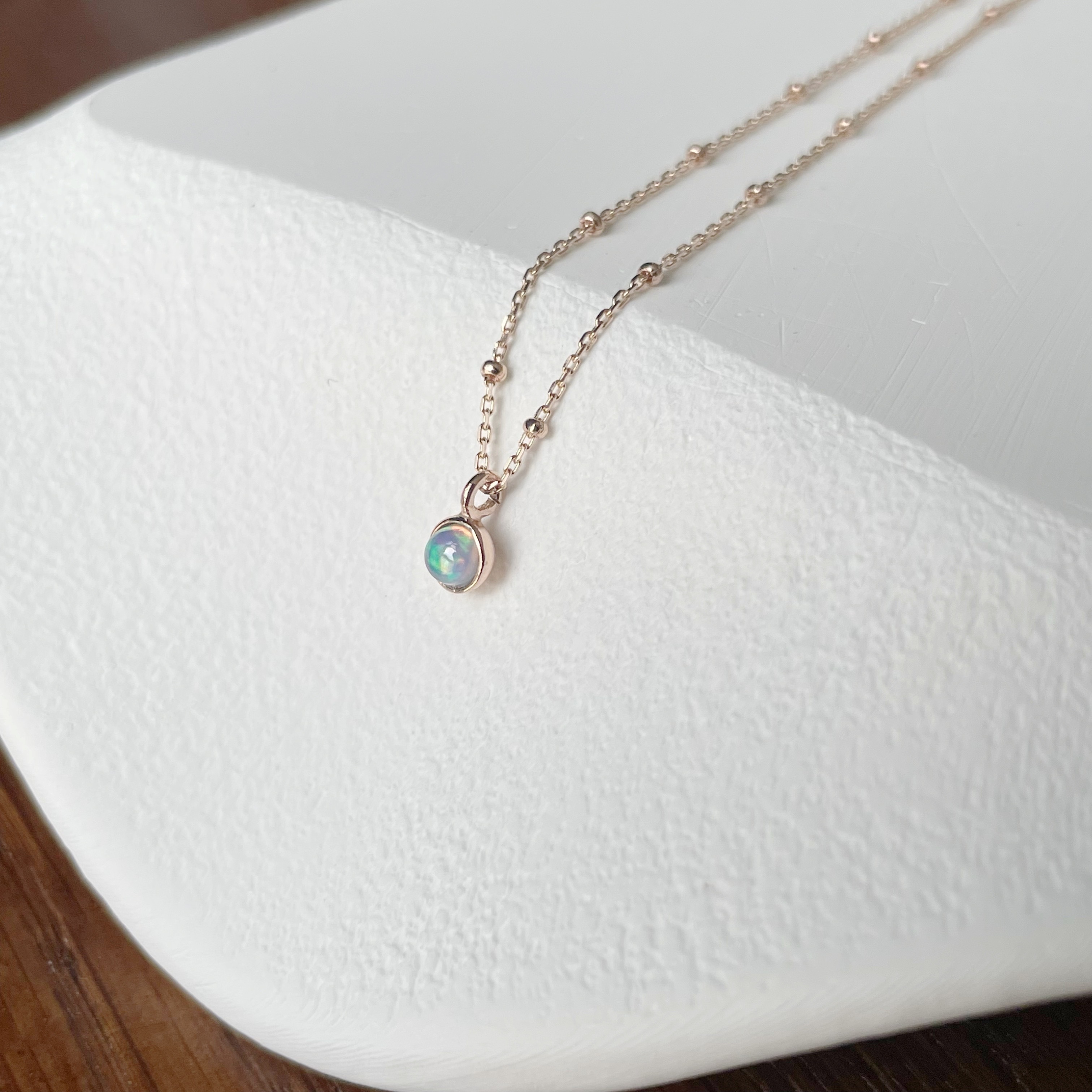 14k光面小圓歐泊細珠項鍊