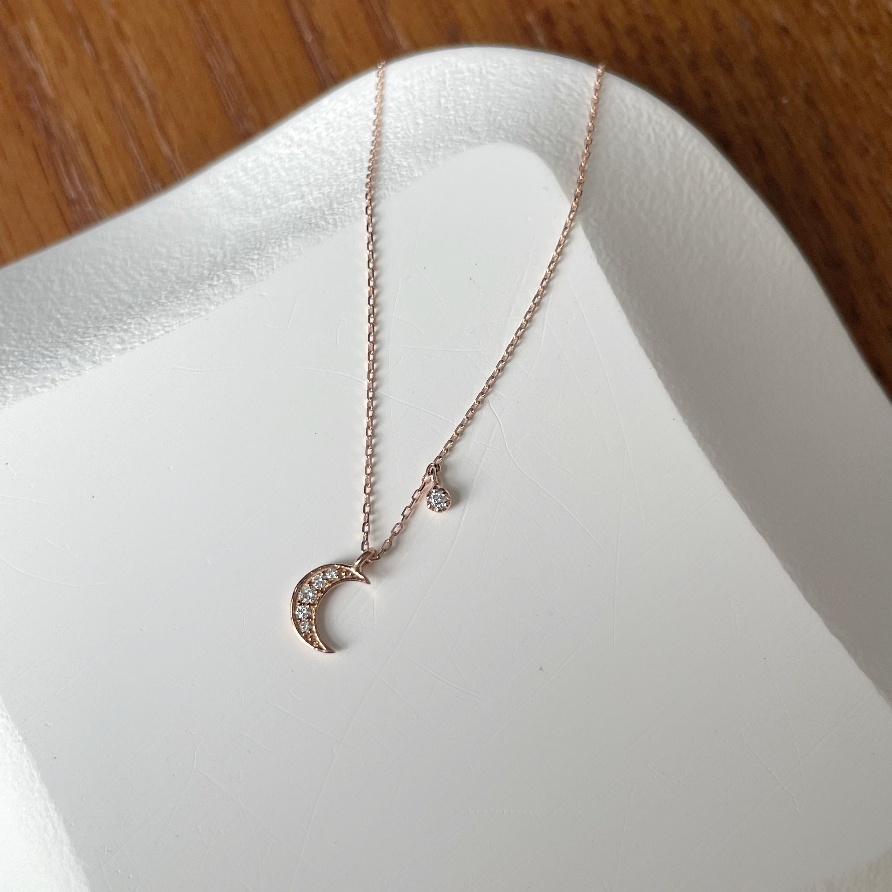 14k真鑽月亮垂小鑽項鍊