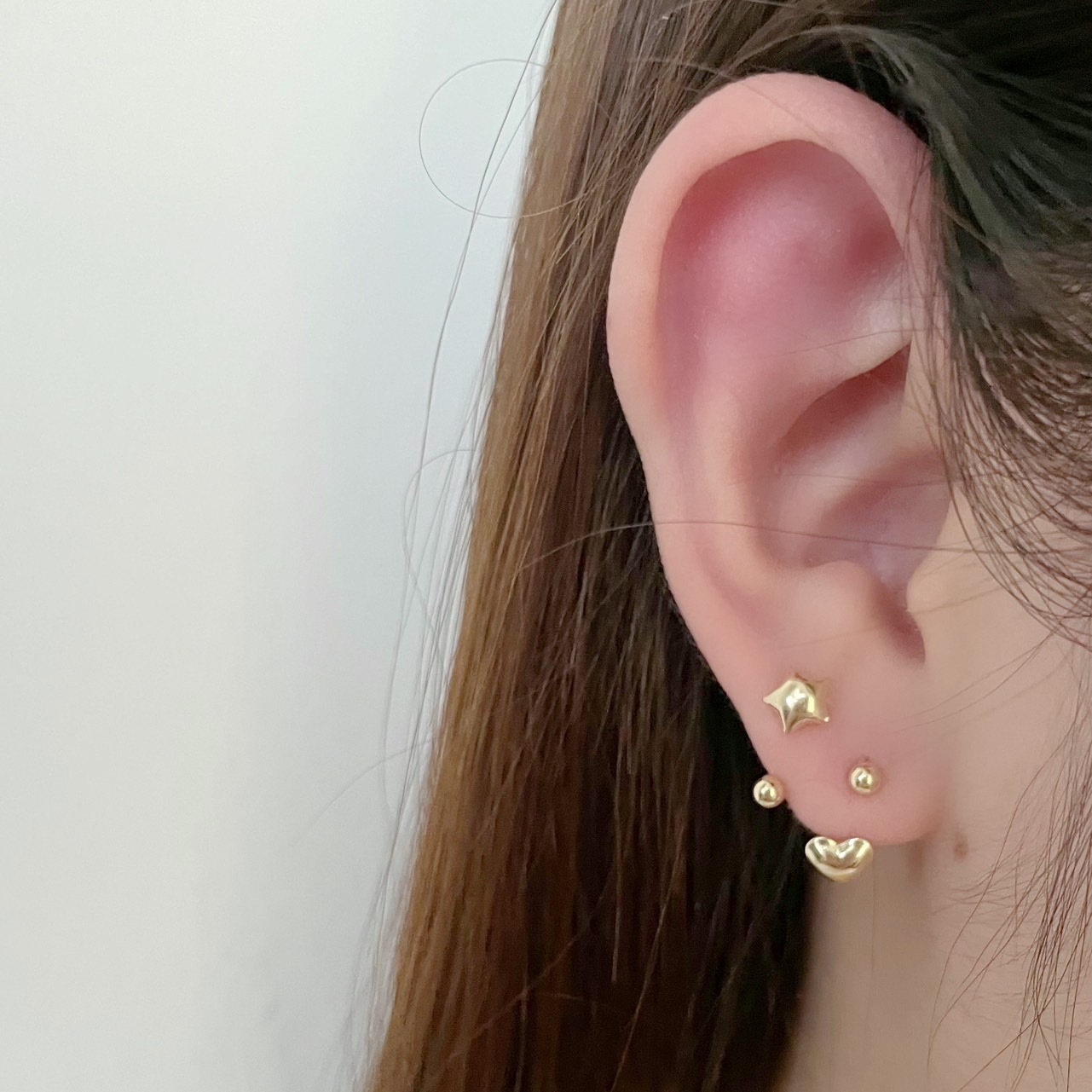 14k澎澎星星U字轉珠耳環(單)