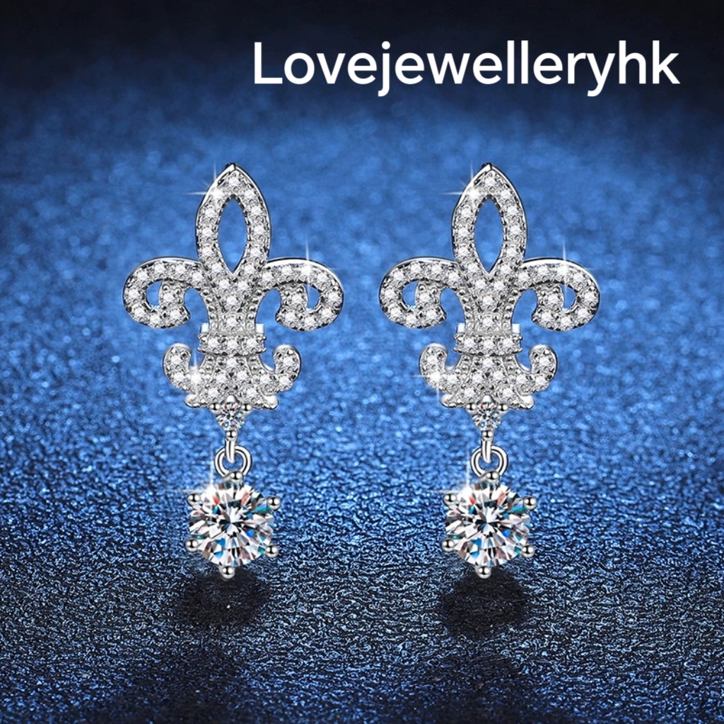 莫桑鑽大皇冠耳環   E1C055