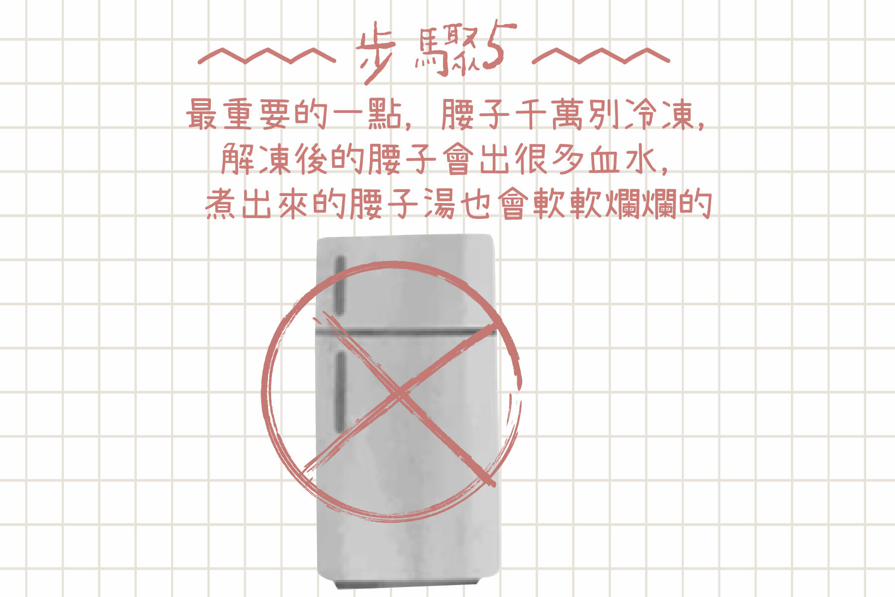 腰子千萬別冷凍，解凍後的腰子會出很多血水，煮出來的腰子湯也會軟軟爛爛的。