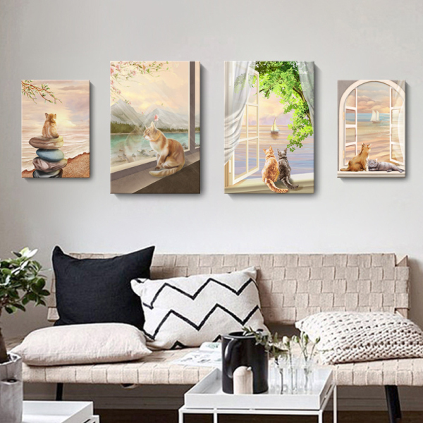 暖陽與貓兒無框掛畫
