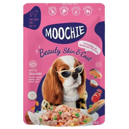 Moochie Superfood Beauty Skin & Coat Formula With Salmon Wet Dog Food (85gx12pcs)