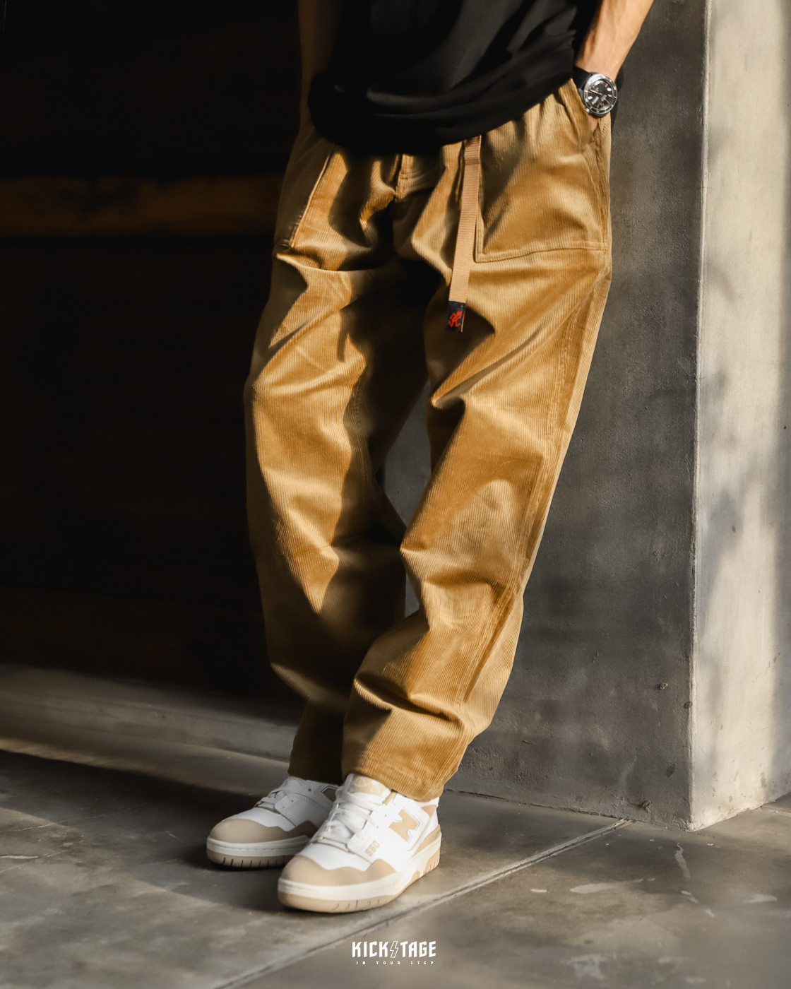 **特價商品售出不退換**GRAMICCI TAPERED RIDGE PANTS 黑色 綠色 卡其色 燈芯絨 腰帶 大口袋 休閒 長褲 錐型褲【G3FU-P054-BLK】【G3FU-P054-DG】【G3FU-P054-MB】