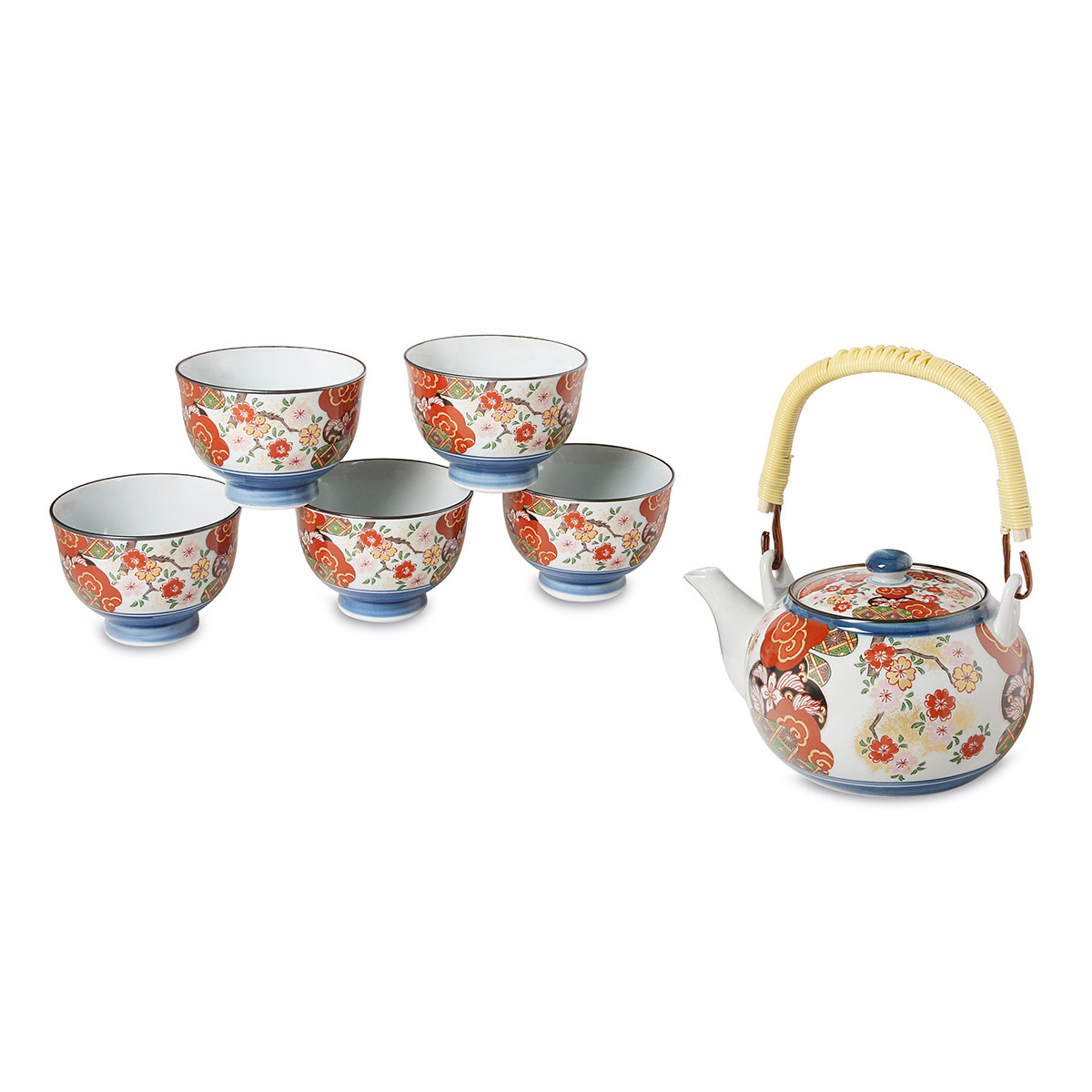 日本 有田燒 "錦平安桜" 1茶壺5茶杯套裝 -31784