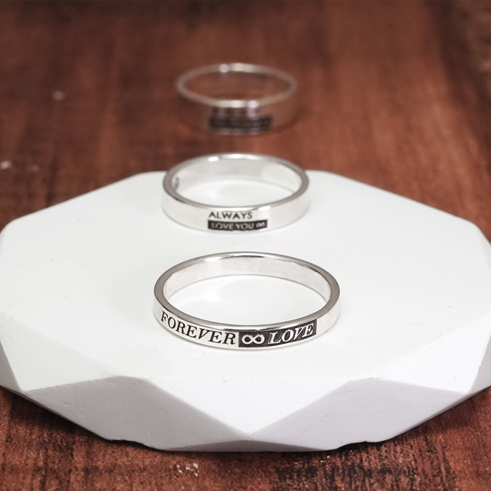 反白設計 經典刻字銀戒 925純銀刻字訂製 男戒 女戒 中性戒指