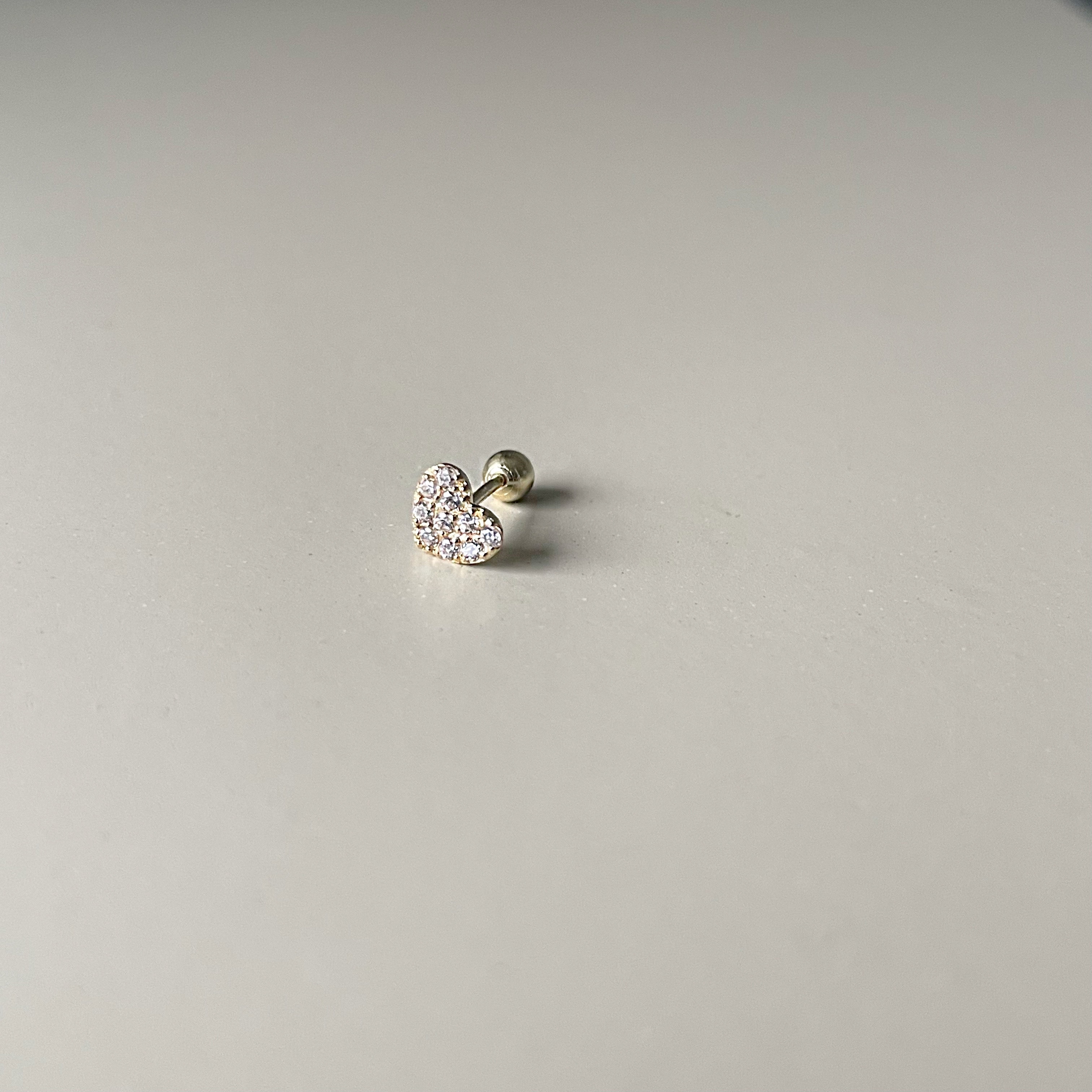 14K滿滿鋯石愛心轉珠耳環(單)