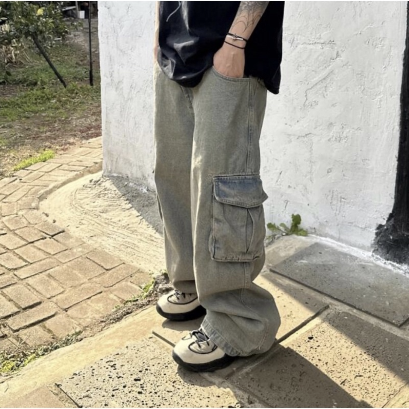 🇰🇷 Raucohouse 復古 仿舊 側口袋 錐型 牛仔褲 長褲