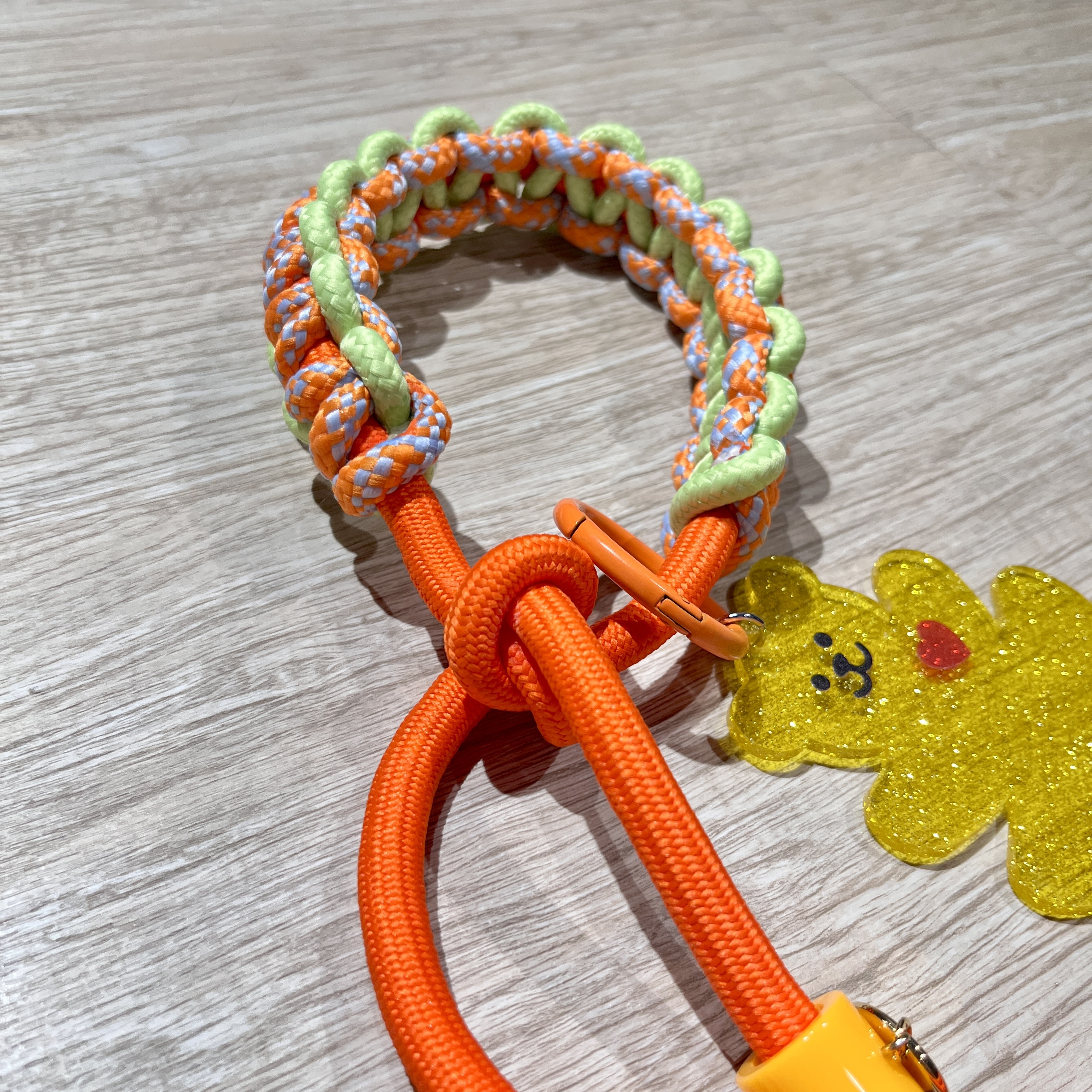 泰迪熊編織牽繩（橘/紫）