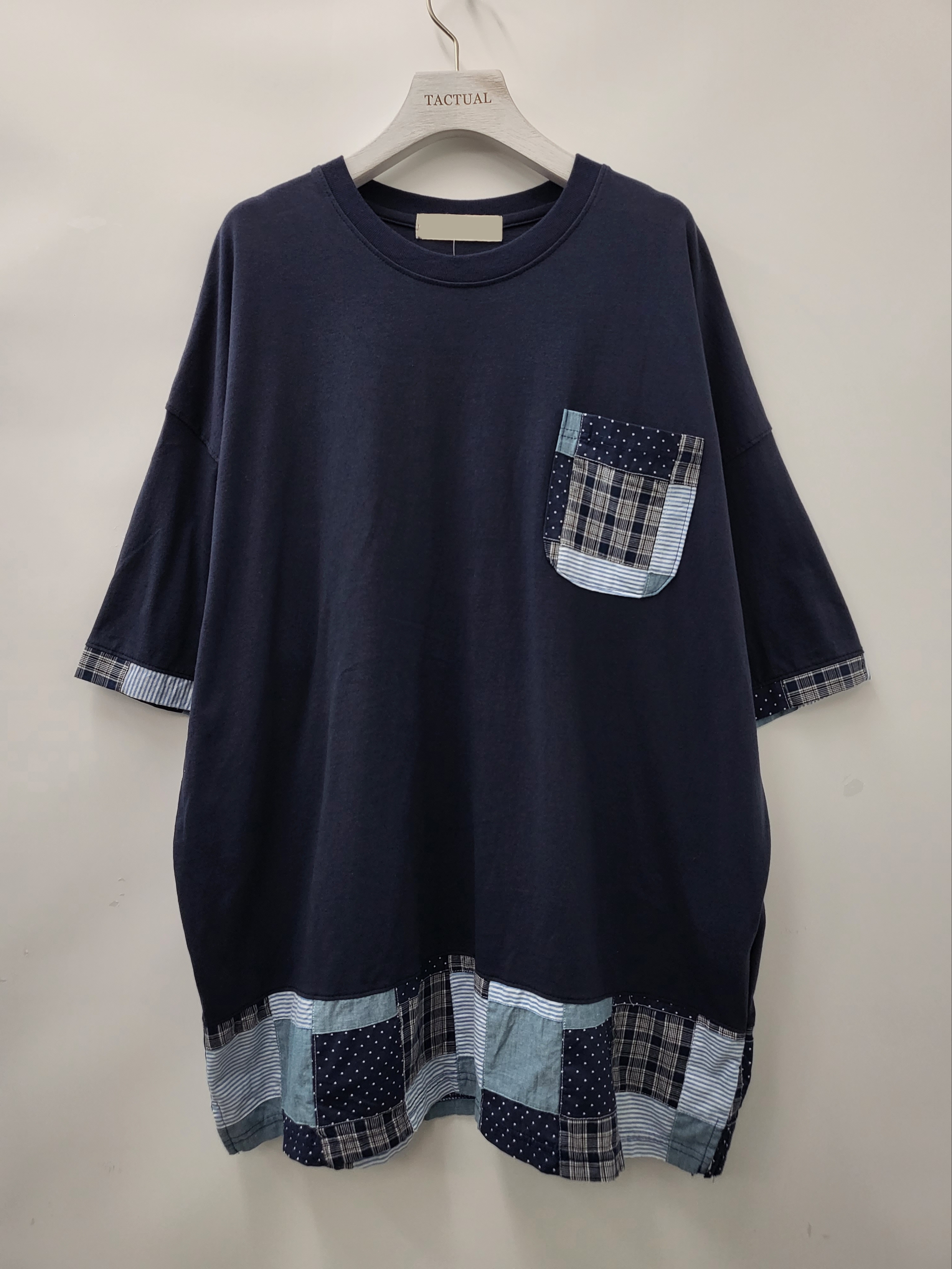 拼格仔袋口短袖Tee T5124