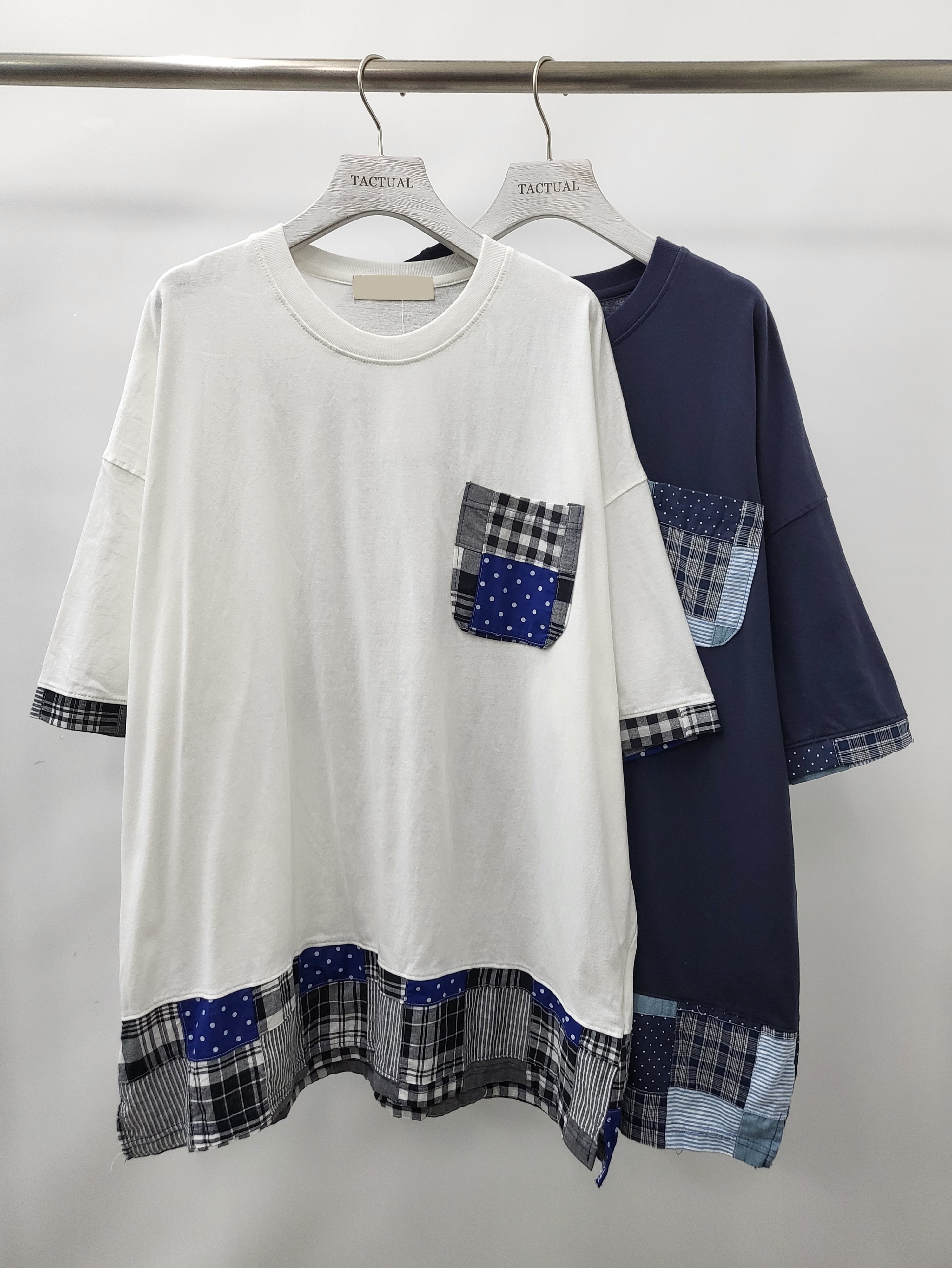 拼格仔袋口短袖Tee T5124